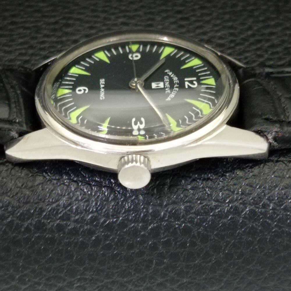 Vintage 1971 Favre Leuba Manual Mens Silver Watch W/Leather Strap - Picture 5 of 9